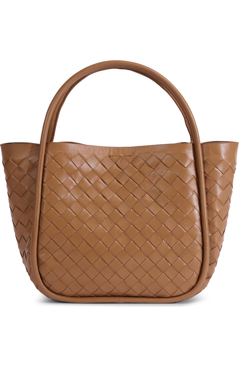 FURNIQ UK Portland Woven Leather Top Handle Bag, Main, color, Tan Brown