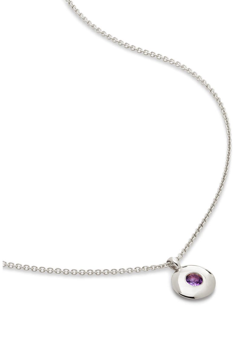 February Birthstone Amethyst Pendant Necklace, Main, color, SILVER