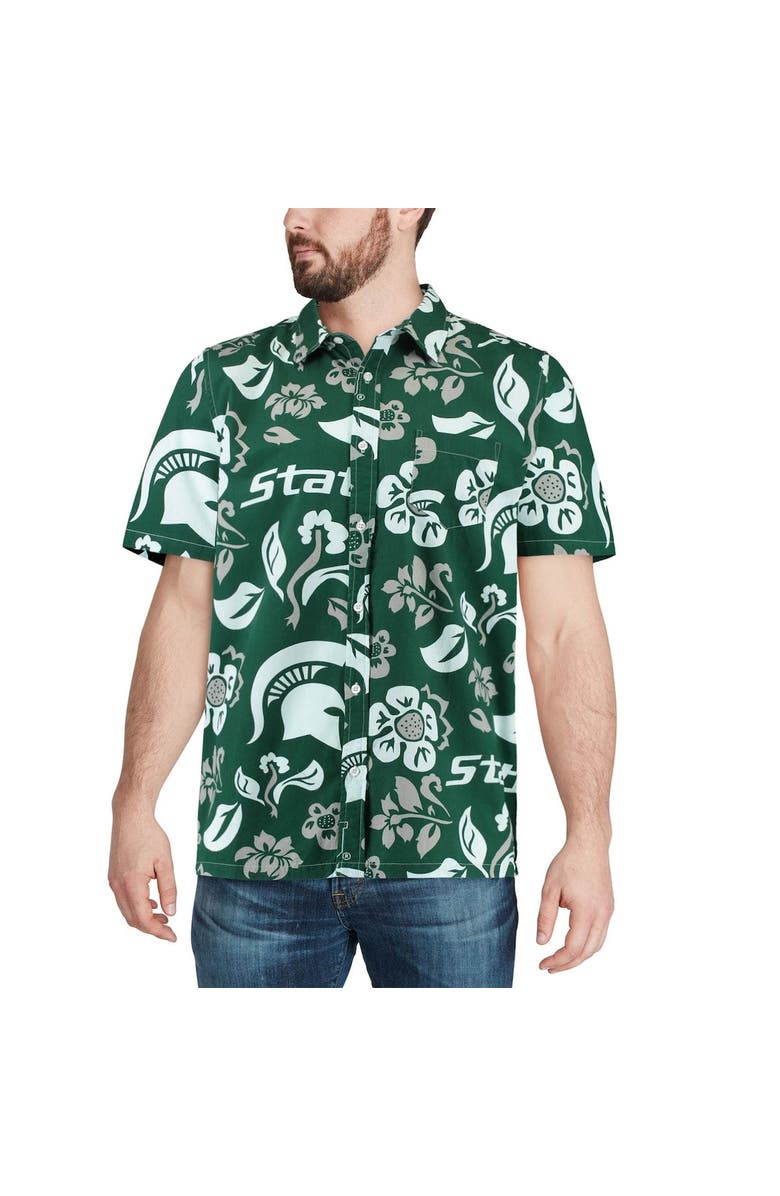 Wes & Willy Men's Wes & Willy Green Michigan State Spartans Floral Button-Up Shirt, Alternate, color, Green