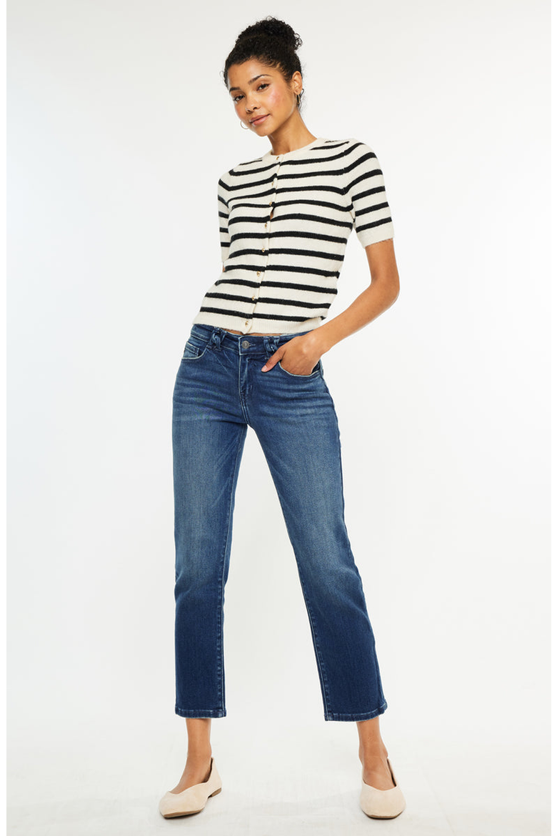 Dolores Mid Rise Slim Straight Fit Jeans, Alternate, color, Dark Wash