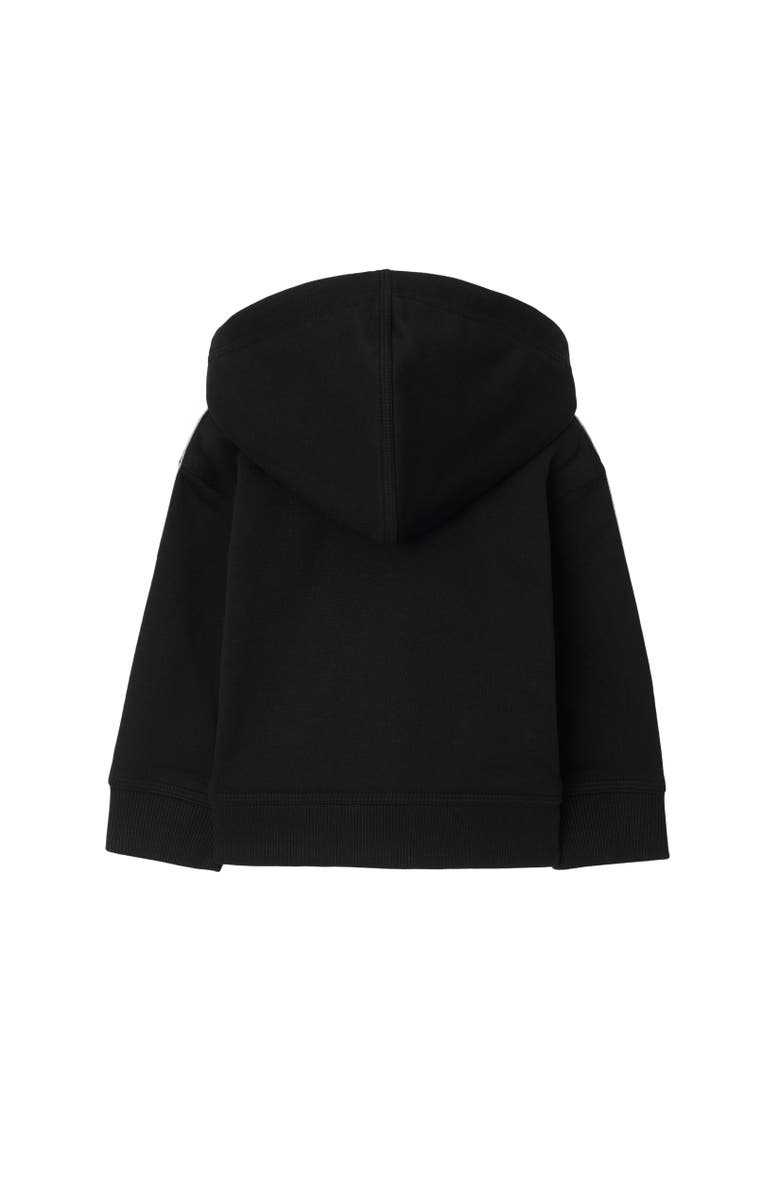 Burberry Check Trim Cotton Zip Hoodie, Alternate, color, Black