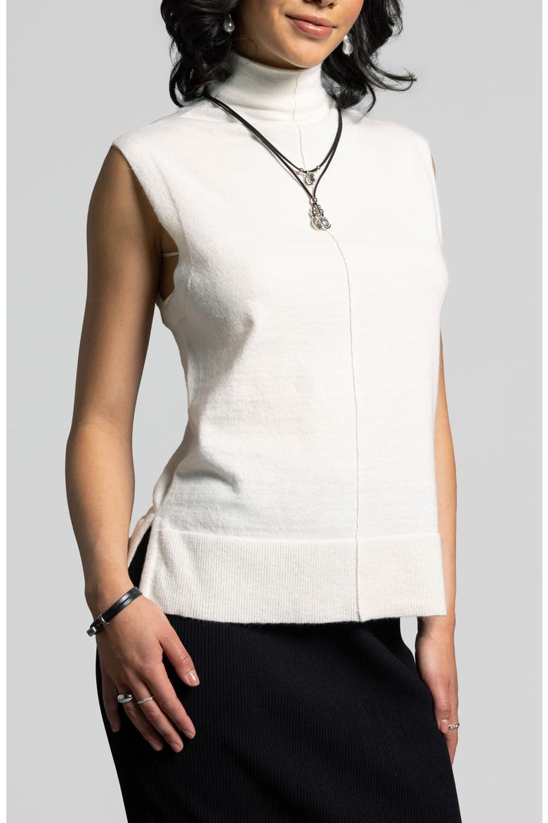 Jessamine Funnel Neck Sleeveless Sweater, Alternate, color, CREME