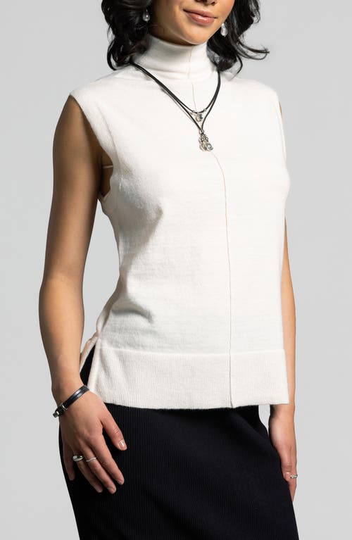 Weekend Los Angeles Jessamine Funnel Neck Sleeveless Sweater In Creme