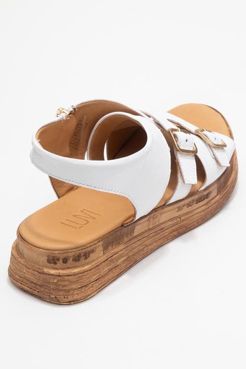 Forever & Always Shoes Levine Leather Buckled Side-zip Sandal In White