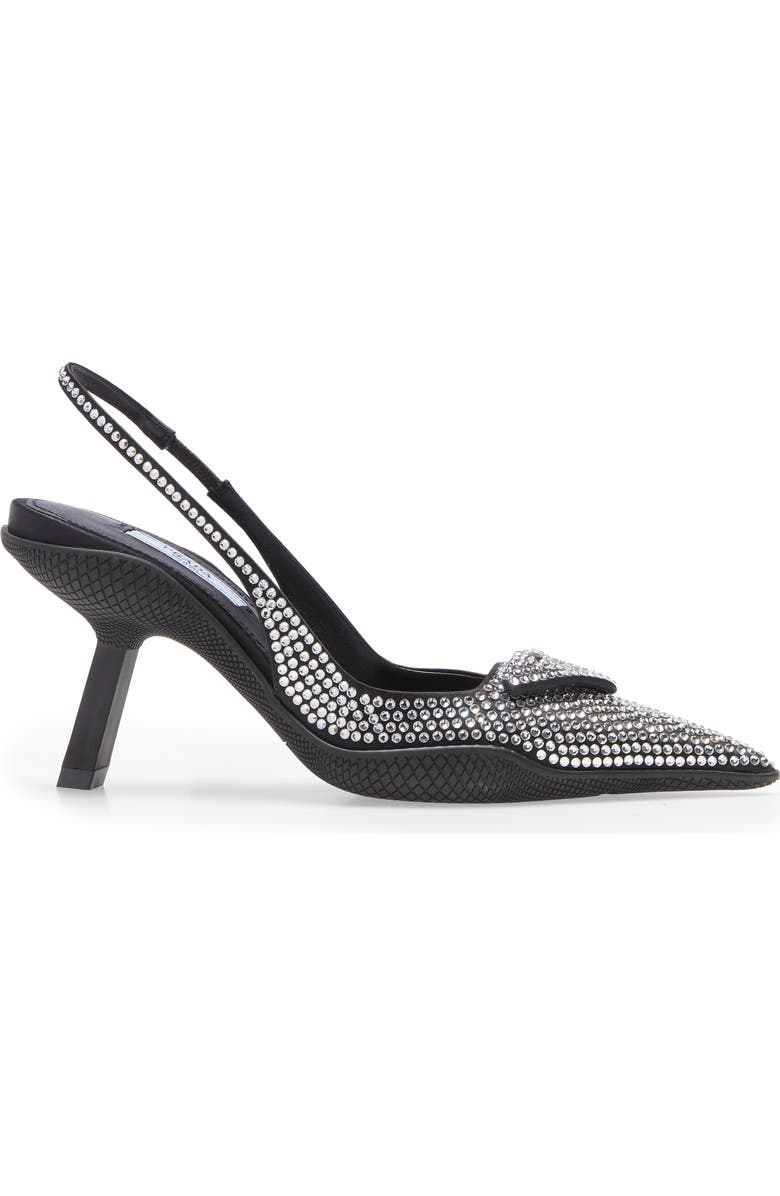Prada Crystal Embellished Pointed Toe Slingback Pump, Alternate, color,