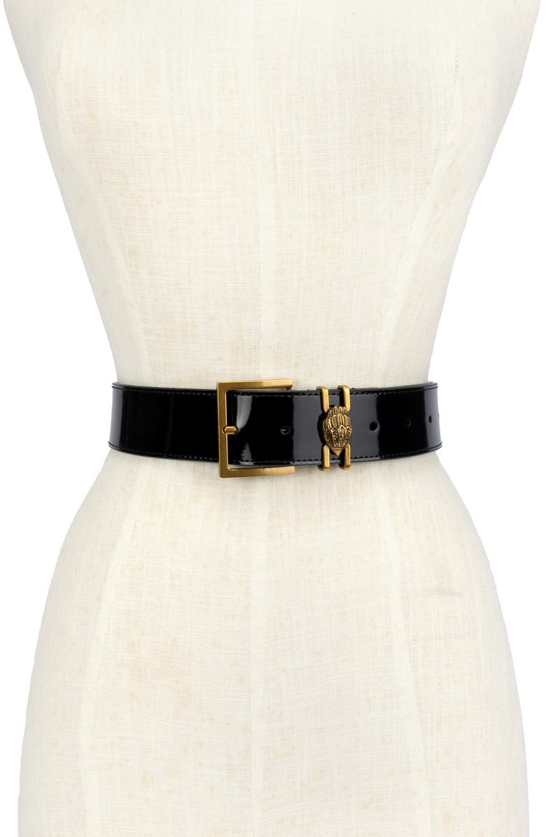 Kurt Geiger London Glossy Leather Belt, Alternate, color,