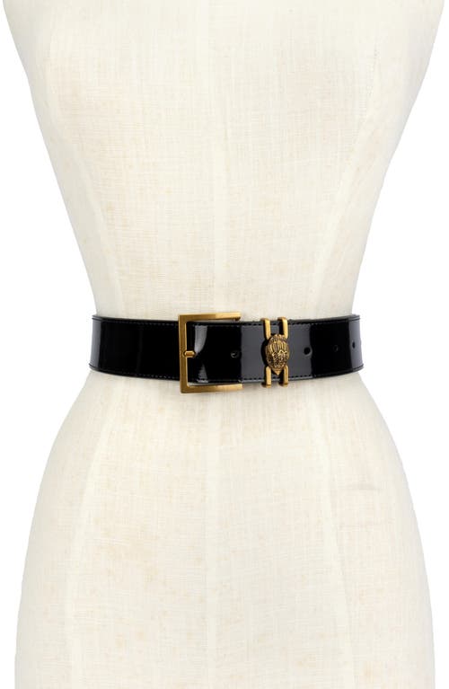 Kurt Geiger London Glossy Leather Belt In Black