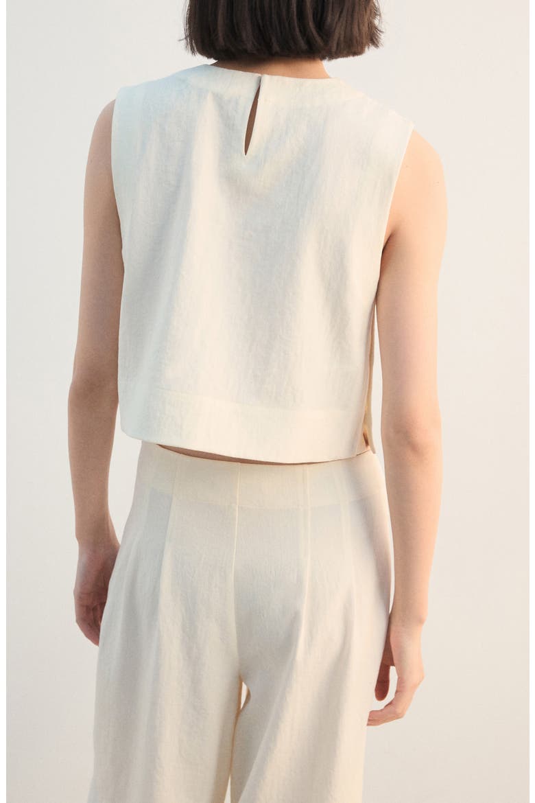 Side Button Sleeveless Crop Top, Alternate, color, ECRU