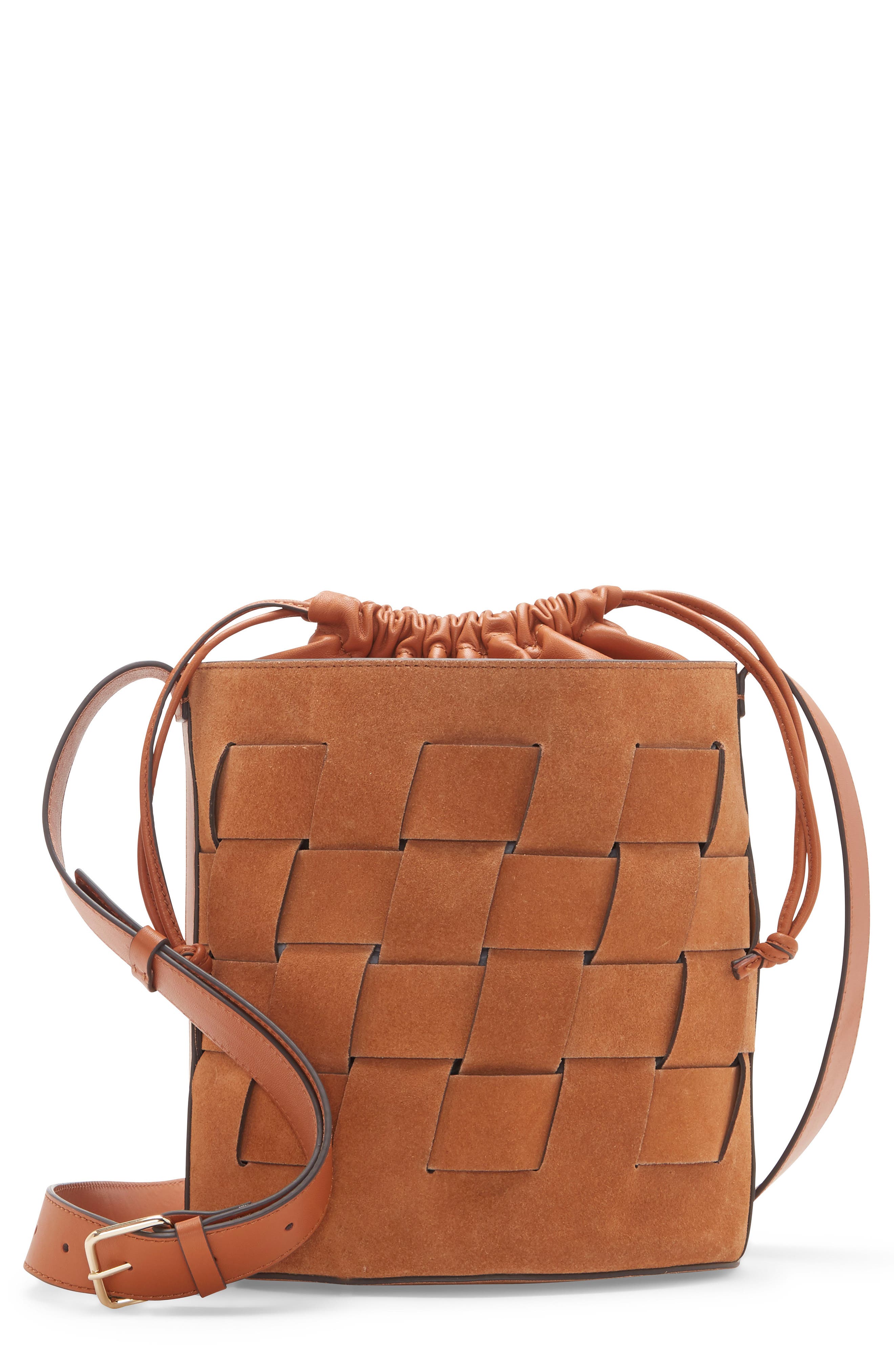 Vince Camuto Josy Woven Leather Crossbody Bag, Main, color, 