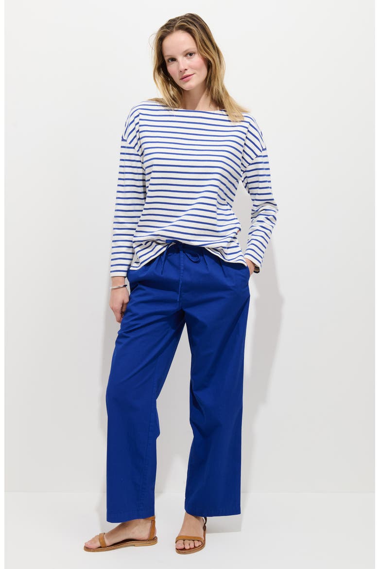 Hudson Pleated Wide Leg Cotton Twill Pants, Alternate, color, COBALT BLUE