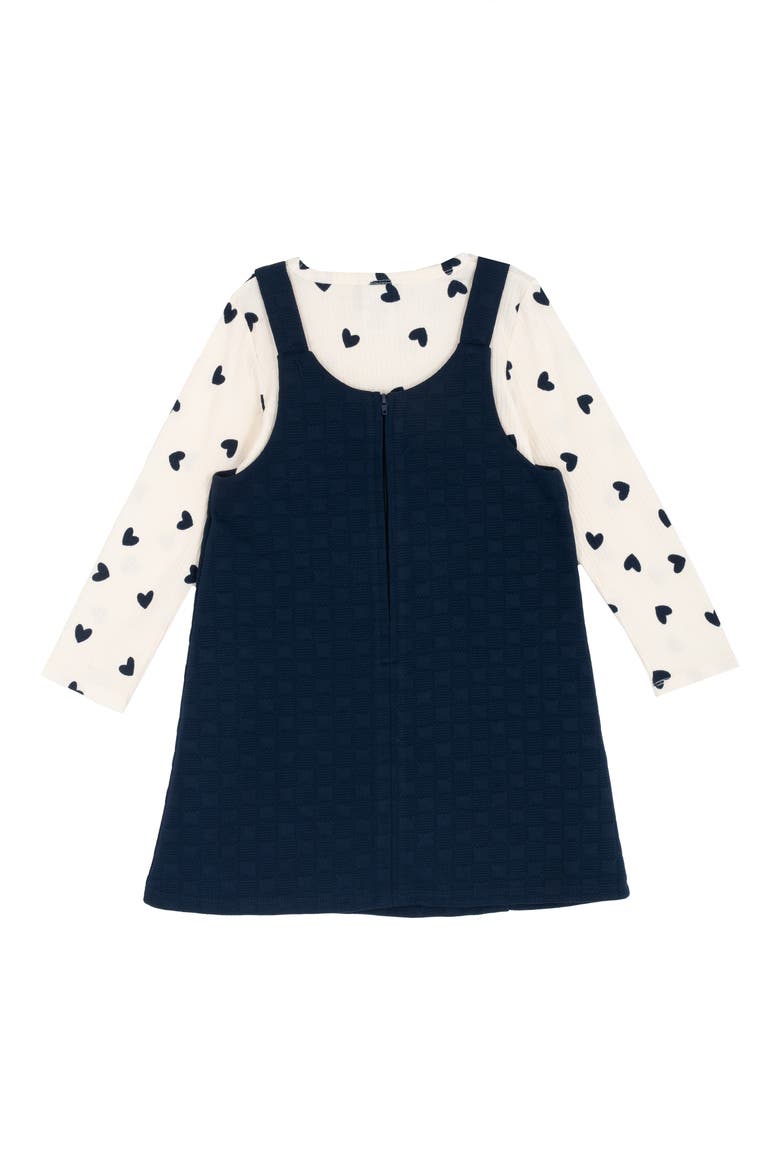 Kids' Two-Piece Heart Pocket Jumper Dress Set, Alternate, color, NAVY