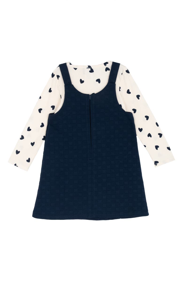 Rare Editions Kids' Two-Piece Heart Pocket Jumper Dress Set, Alternate, color, Navy