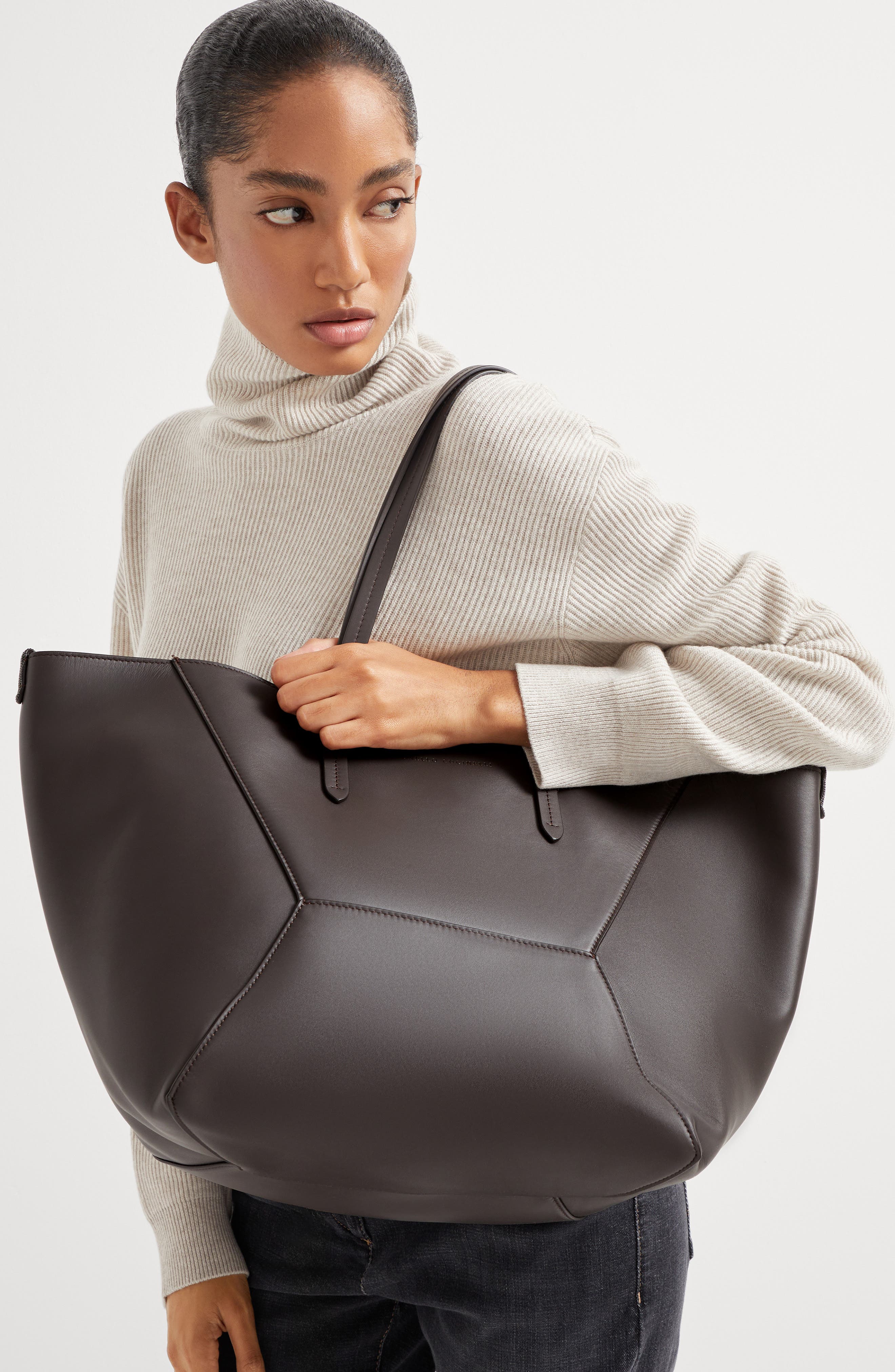 Brunello Cucinelli Calfskin BC Duo bag, Alternate, color, 