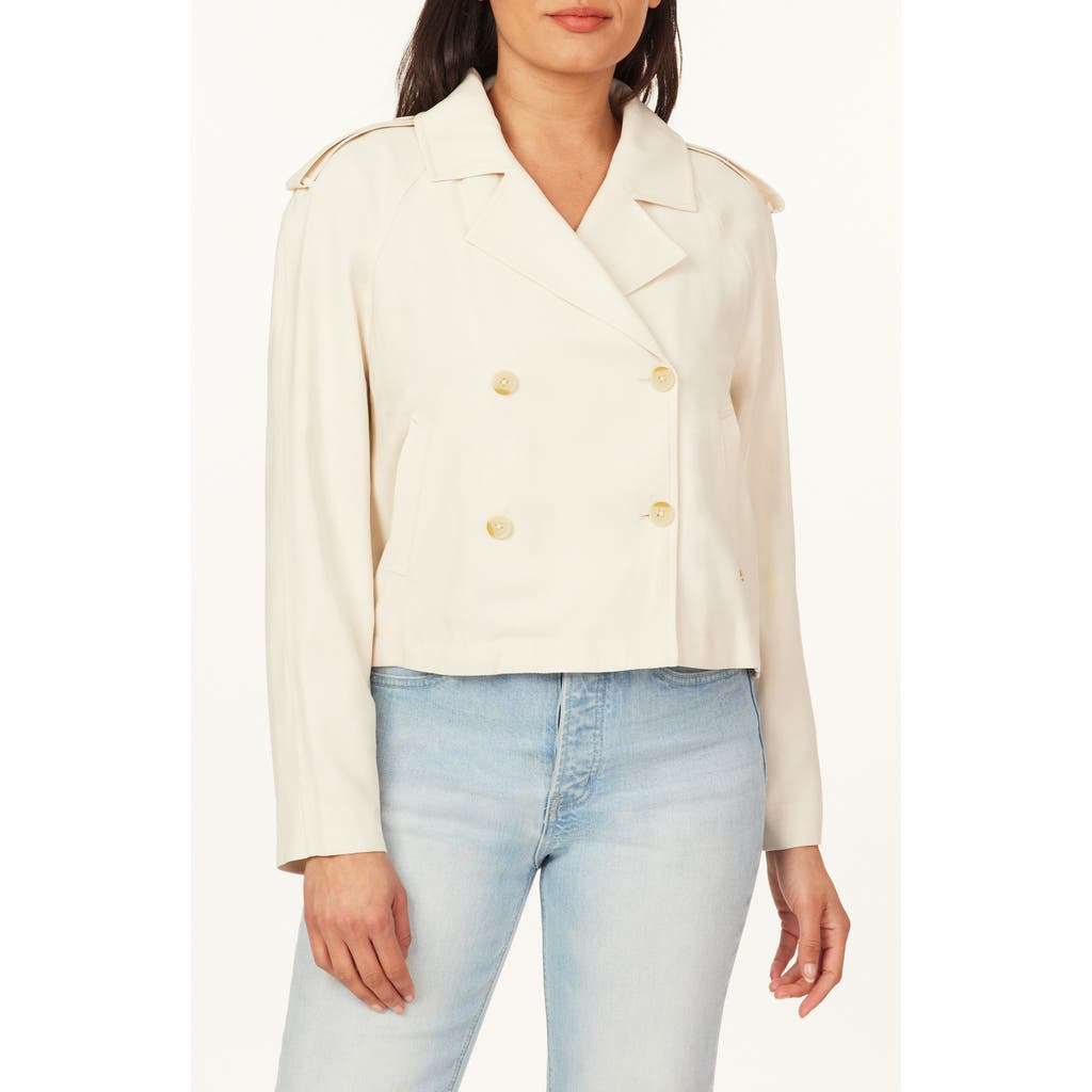 Scotch & Soda Washed Twill Cropped Trench Coat In White