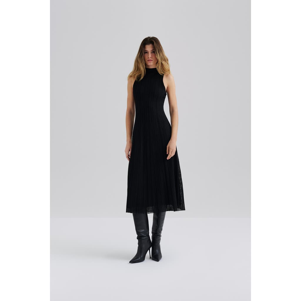 Malina Nessa Halterneck Knitted Midi Dress In Black