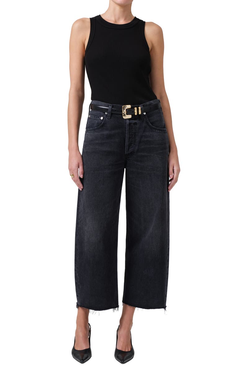 Citizens of Humanity Ayla Raw Hem High Waist Baggy Ankle Wide Leg Jeans, Alternate, color, Bronson