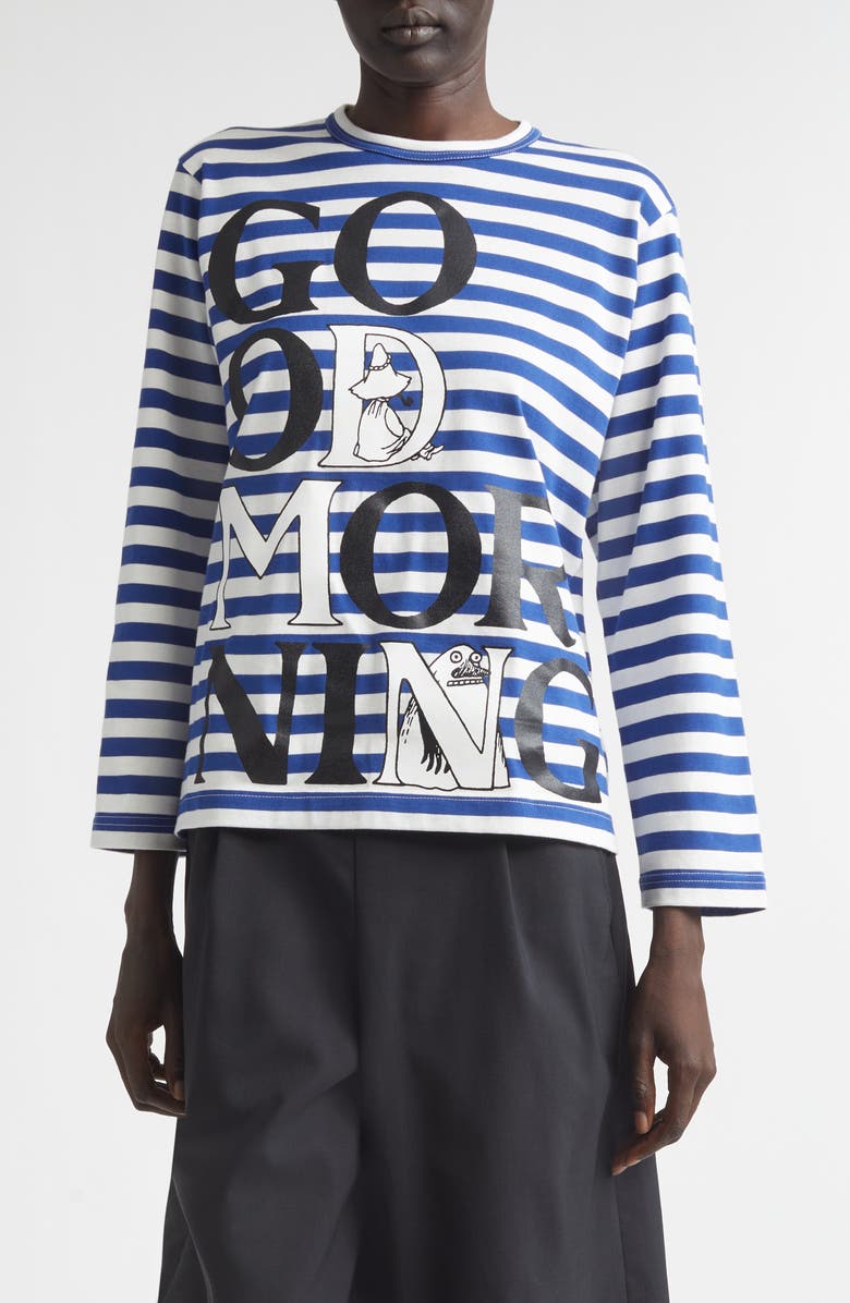 Tao Comme des Garçons Moomin Stripe Cotton Graphic T-Shirt, Alternate, color, Blue/ White X Black