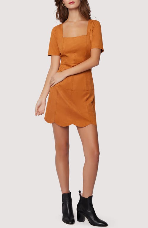 Lost + Wander Amore Faux Suede Minidress in Caramel 