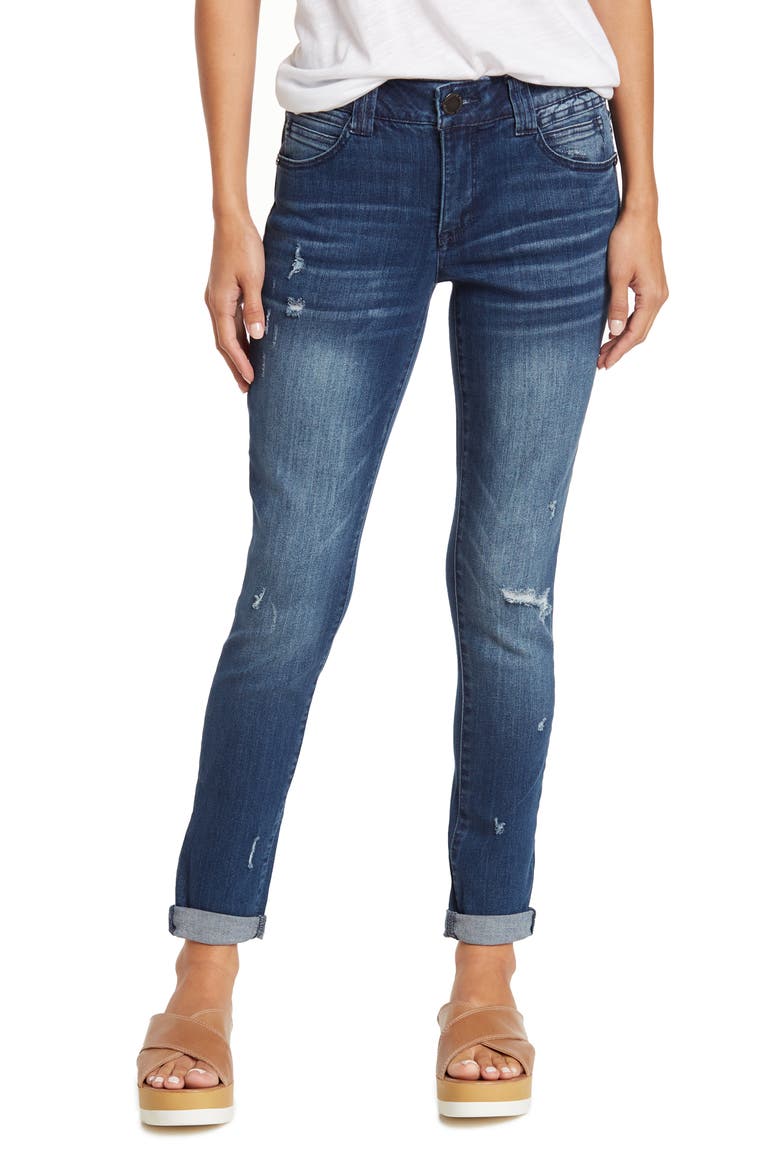 Ab Technology Slim Fit Ankle Cropped Jeans, Main, color, BLEV - BLUE VINTAGE