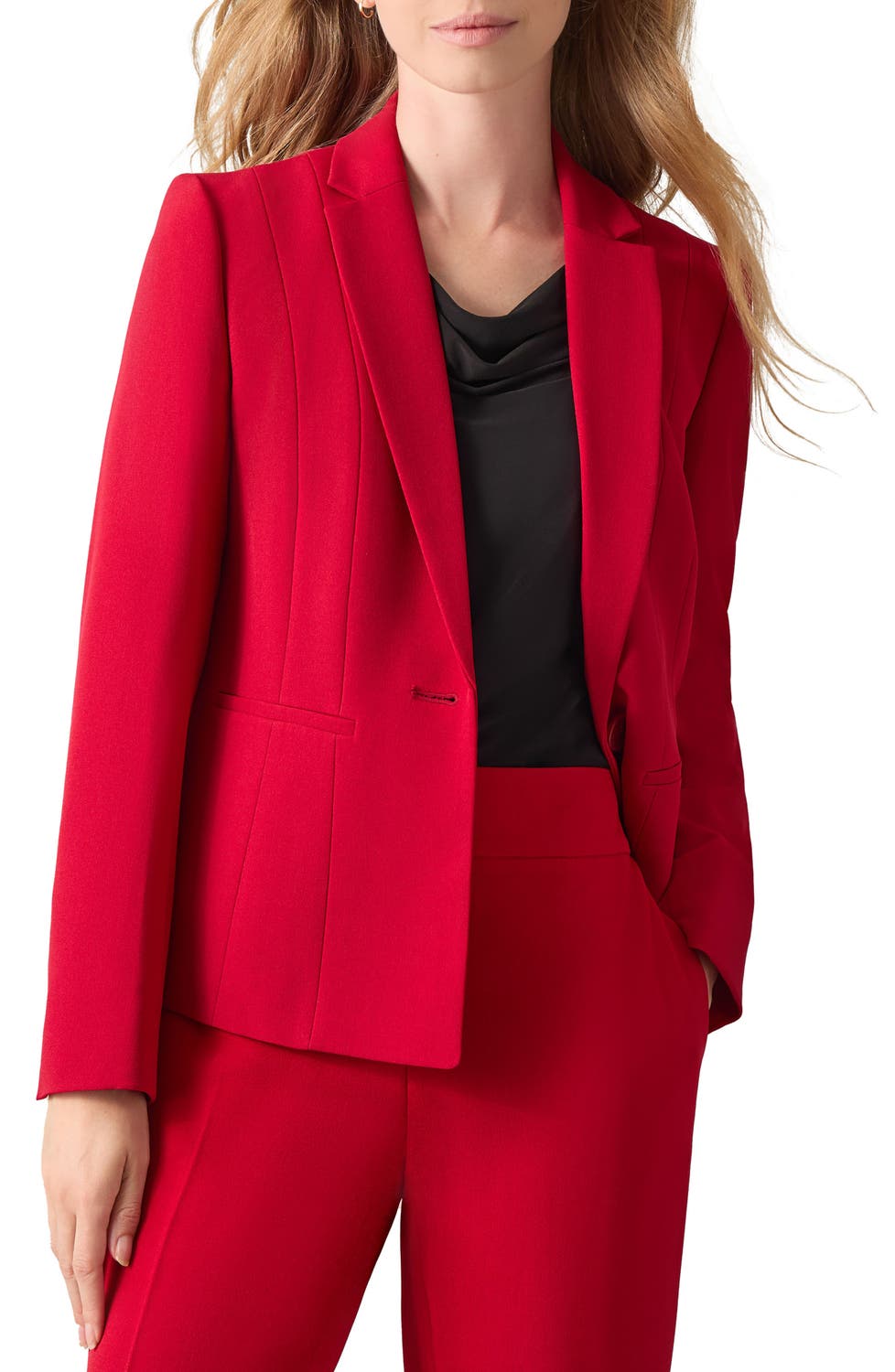 Stretch Crepe One-Button Blazer