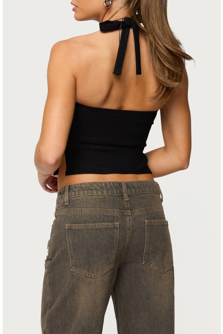 Dara Halter Top, Alternate, color, BLACK