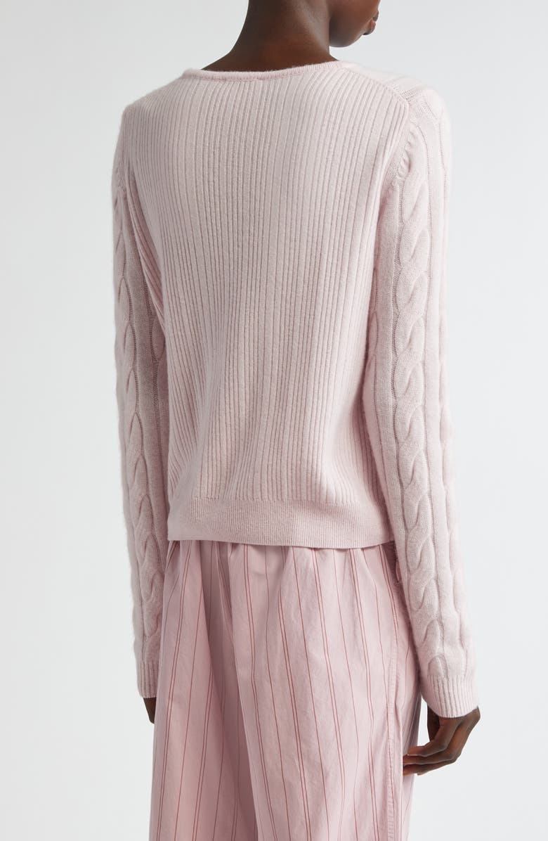 Ganni Front Tie Merino Wool & Cashmere Cable Cardigan, Alternate, color,