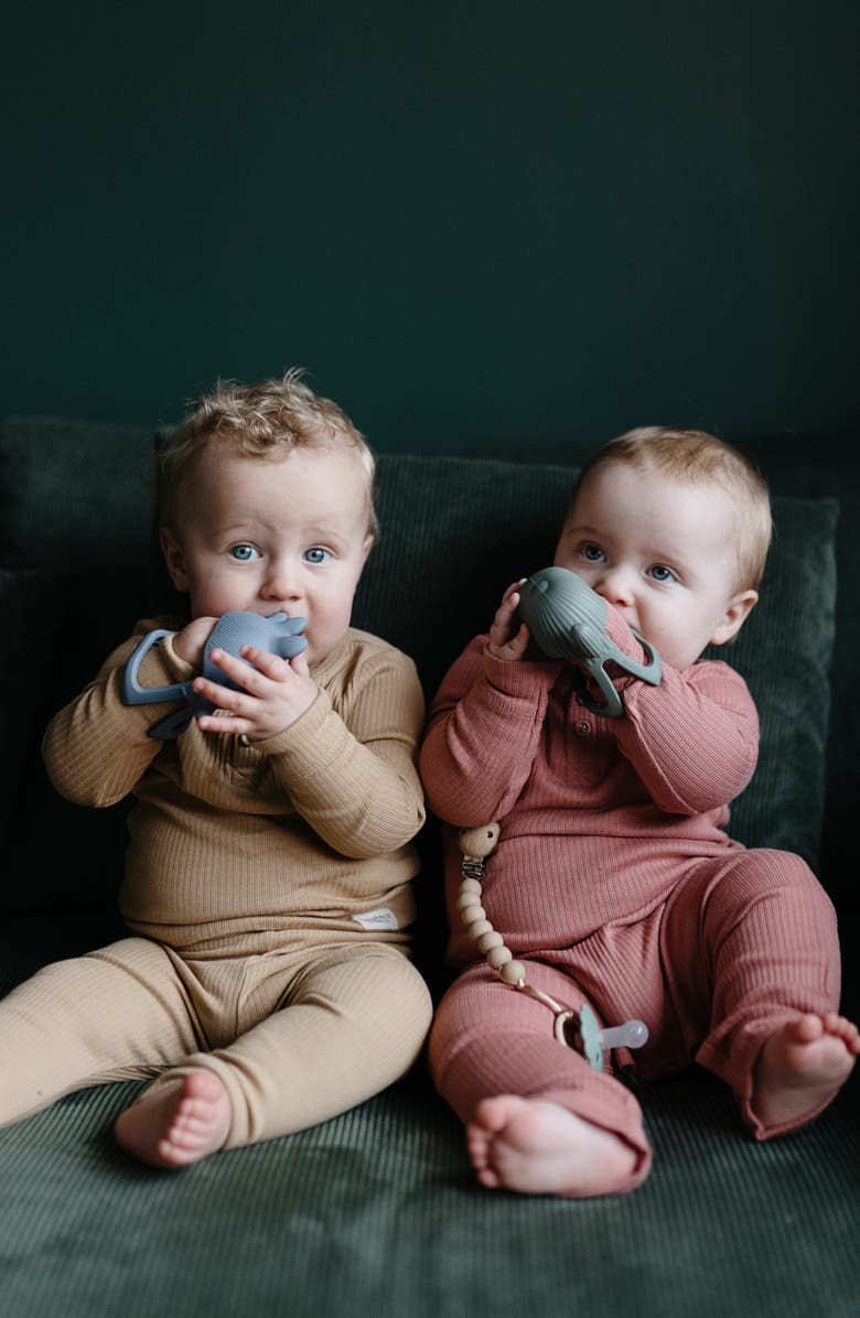 Mushie No-Drop Dino Teether Toy, Alternate, color, Tradewinds