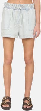 J.O.A. Stripe Paperbag Waist Denim Shorts