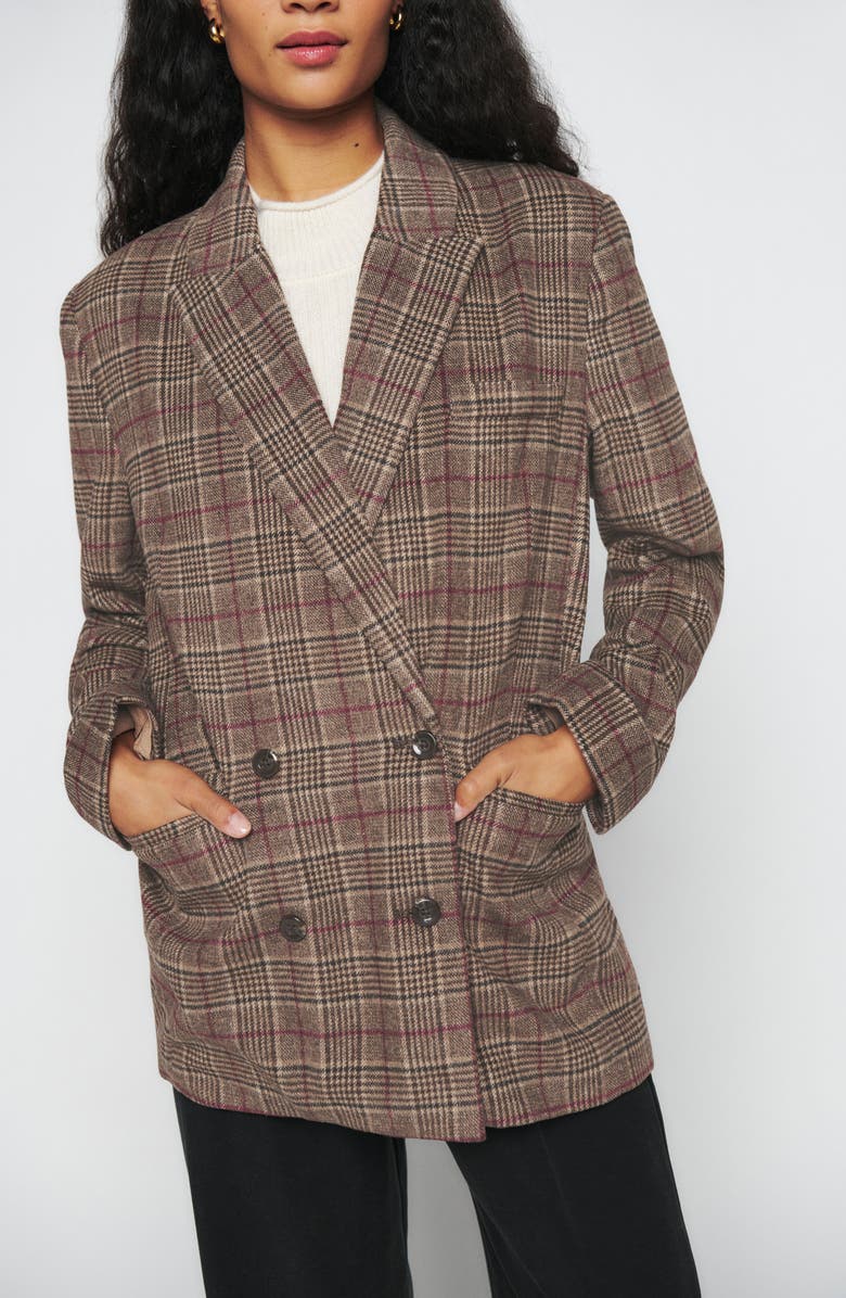Reformation Winston Plaid Double Breasted Blazer, Alternate, color, 