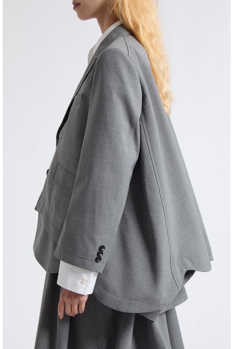 Scalloped Double Layer Wool Blend Blazer, Alternate, color, TOP GRAY