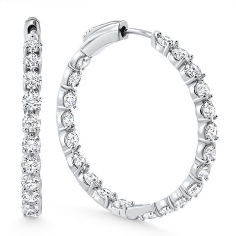 4 1/2Ct Diamond Inside Outside Hooops Gold Women's Earrings Lab Grown 1.25" Tall