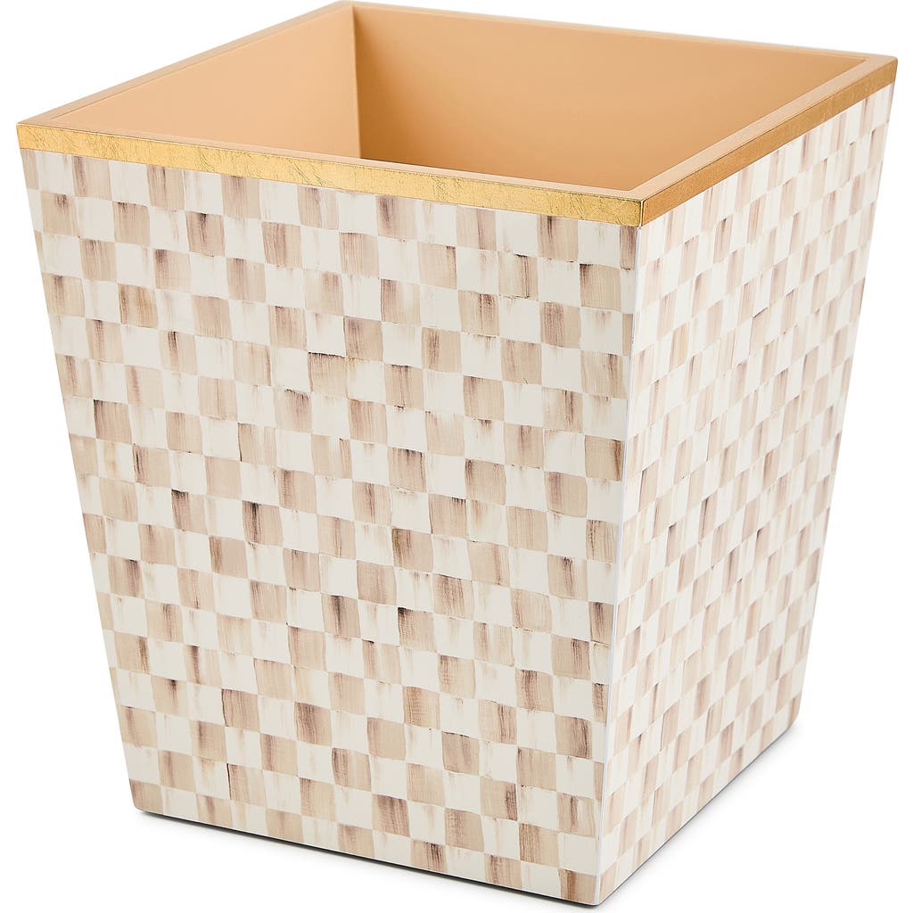 Mackenzie-childs Mackenzie Childs Mocha Check Glass Waste Bin In Neutral