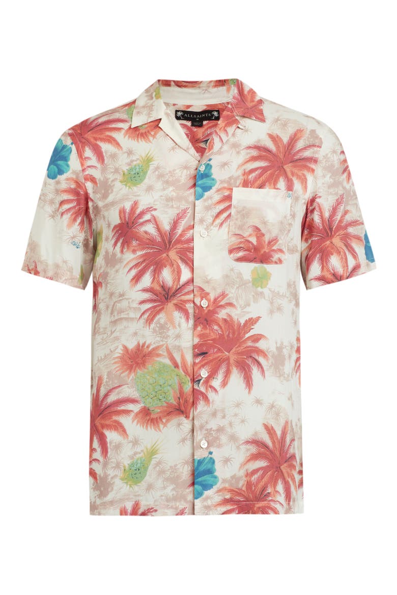 Kanaloa Short Sleeve Button-Up Aloha Shirt, Main, color, ECRU