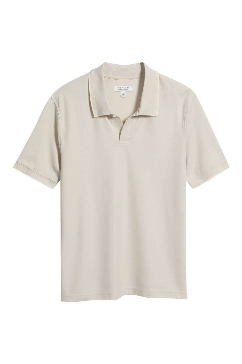 Piqué Johnny Collar Shirt, Alternate, color, GREY MOONBEAM