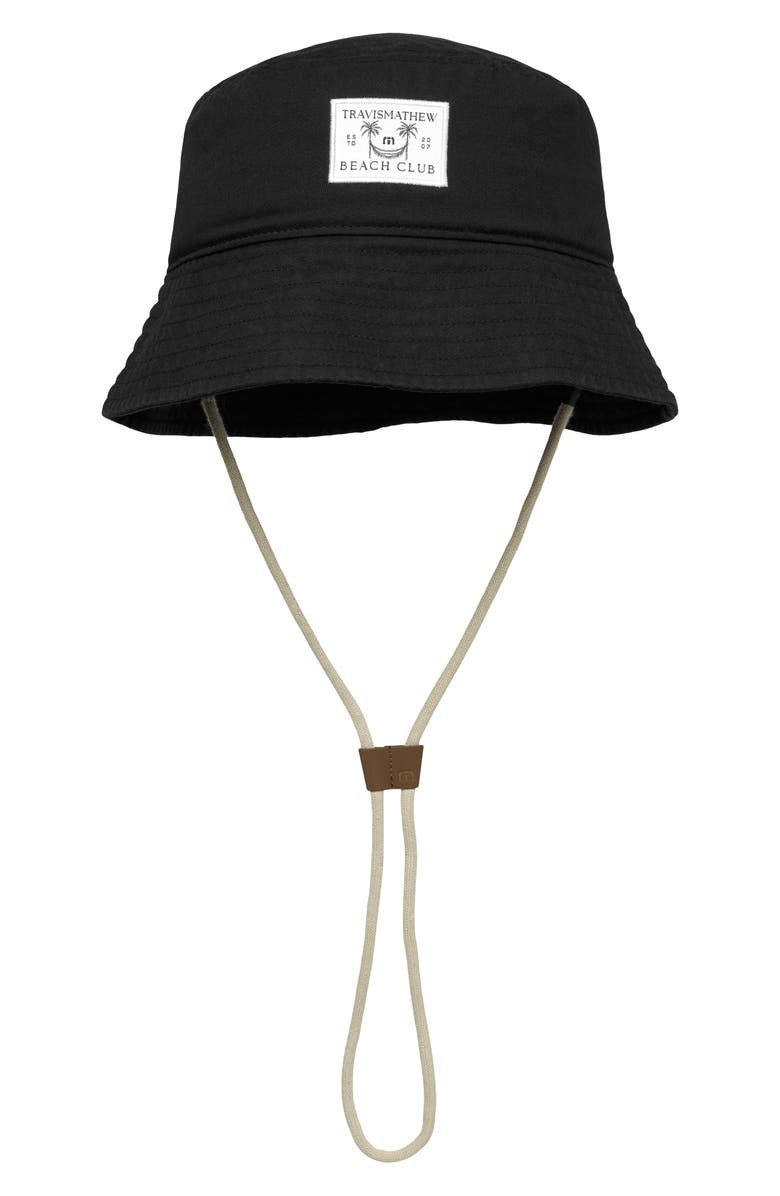 TravisMathew Beach Club Cotton Denim Bucket Hat, Alternate, color, Black