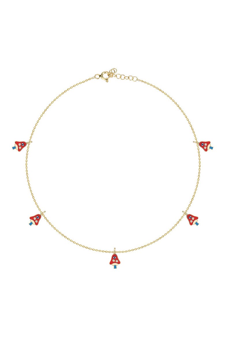 Vacay Dreamy Collection 14K Gold Plated Sterling Silver Lucky Magic Mushroom Anklet, Alternate, color, GOLD