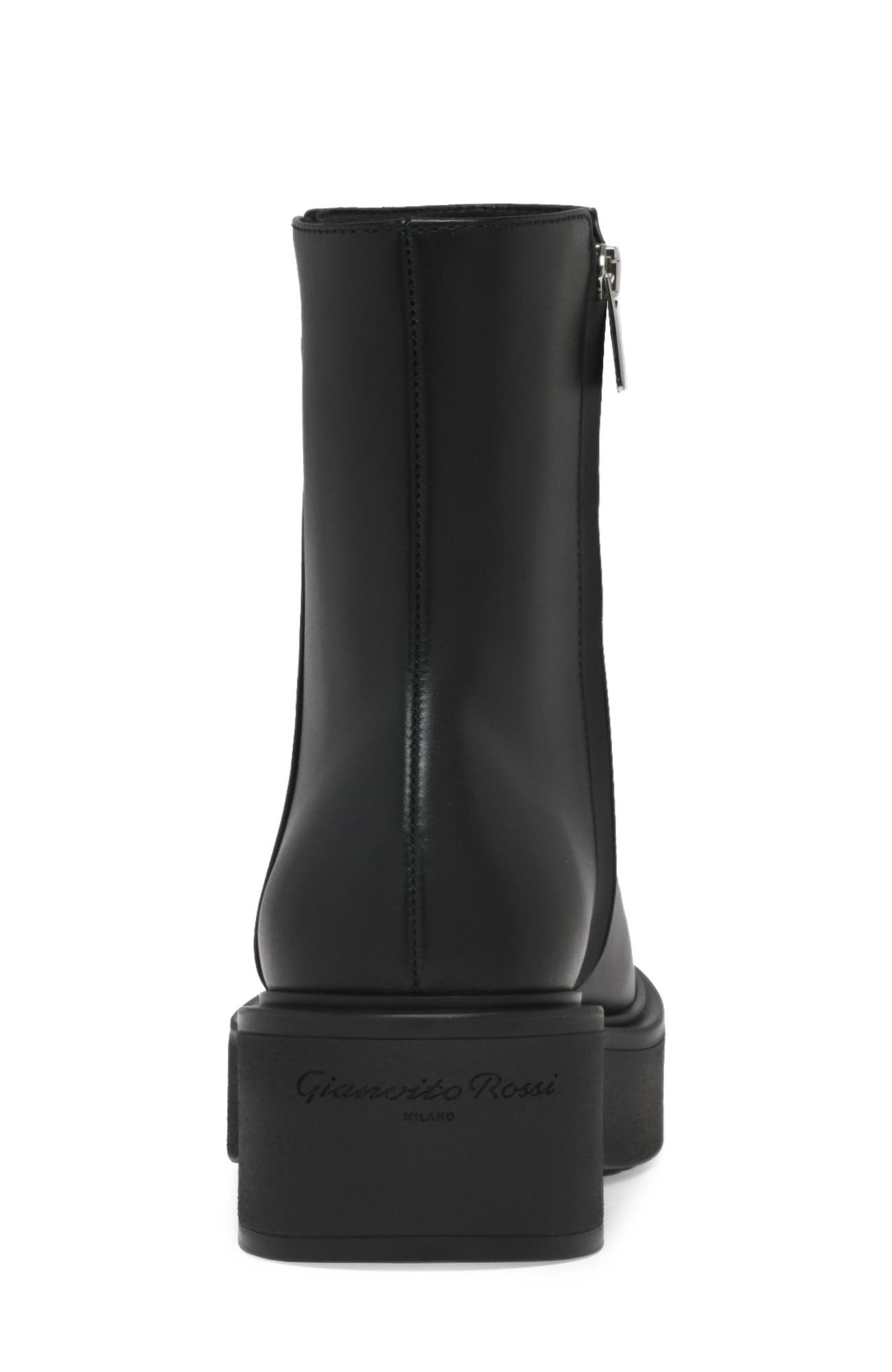 Gianvito Rossi Hiro Bootie Biker, Alternate, color, Black Calf Leather
