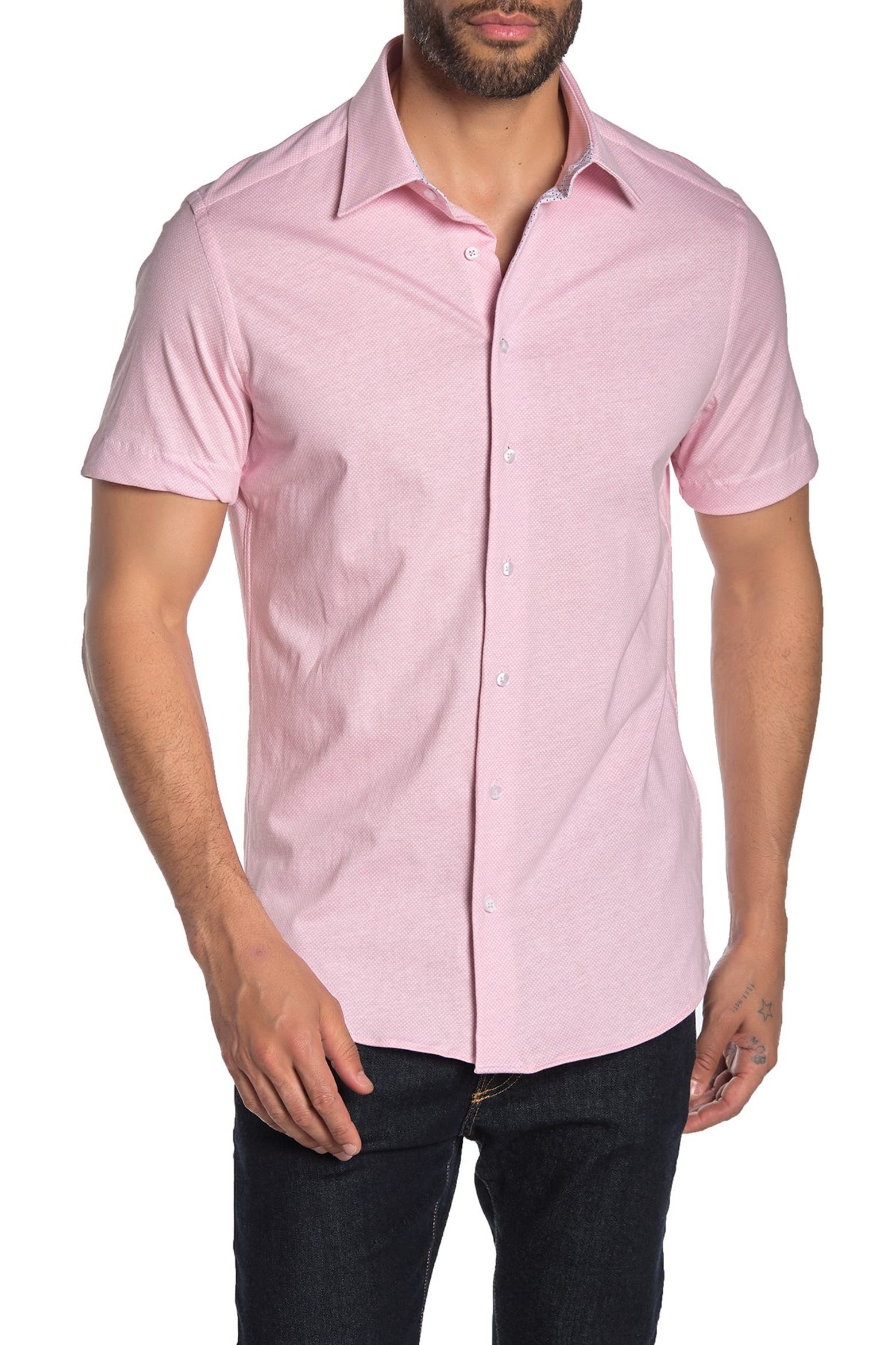Microdote Stone Rose Microdot Short Sleeve Button-Up Shirt (Men) | Nordstromrack