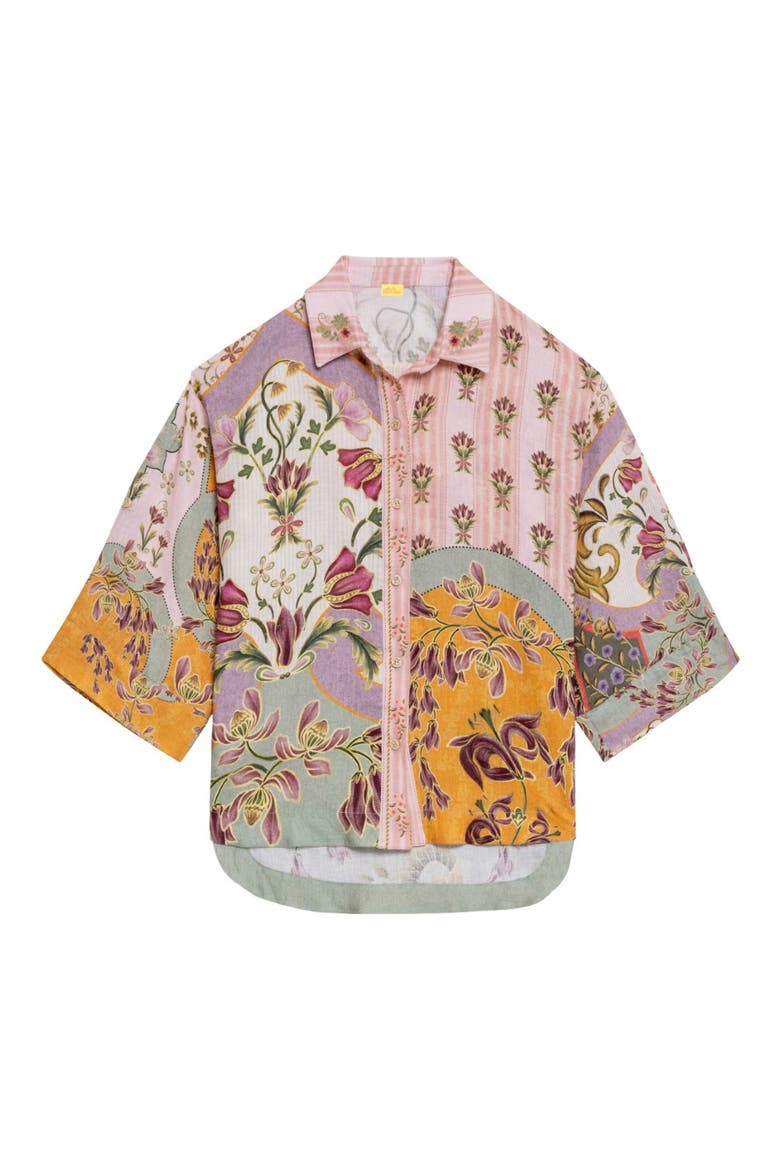 Chrissy Aura Cover-Up Button-Up Shirt, Alternate, color, PINK MULTI