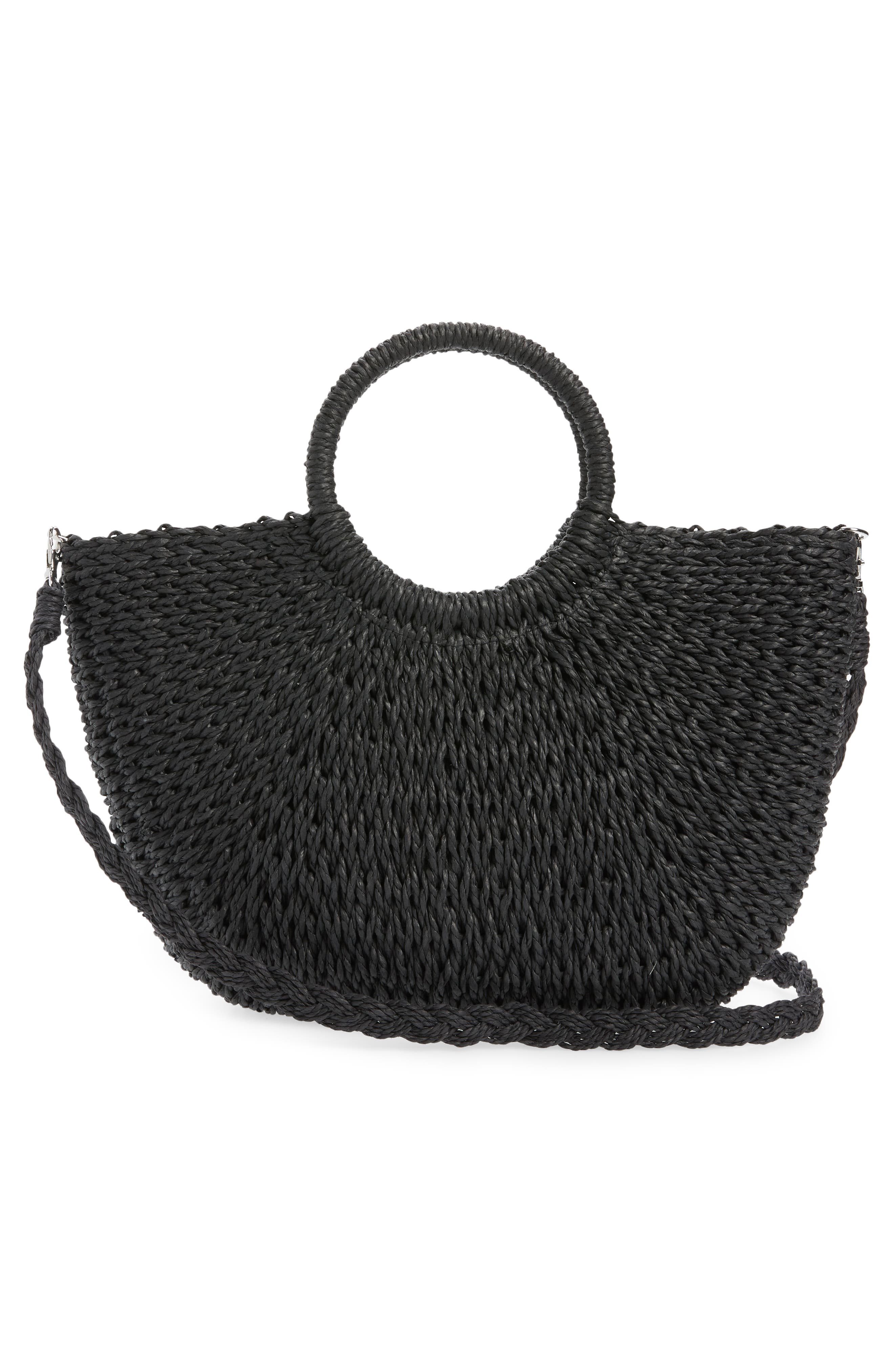 Mali + Lili Half Moon Woven Straw Tote, Alternate, color, 