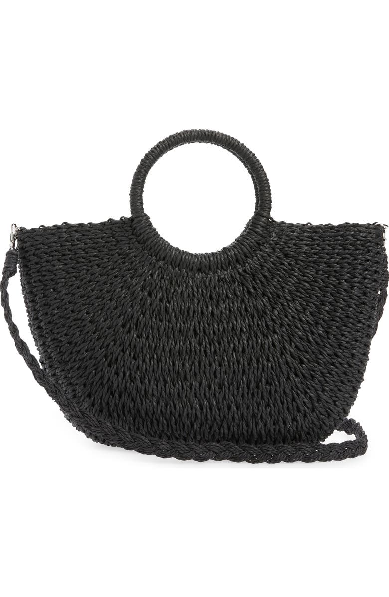 Mali + Lili Half Moon Woven Straw Tote, Alternate, color,