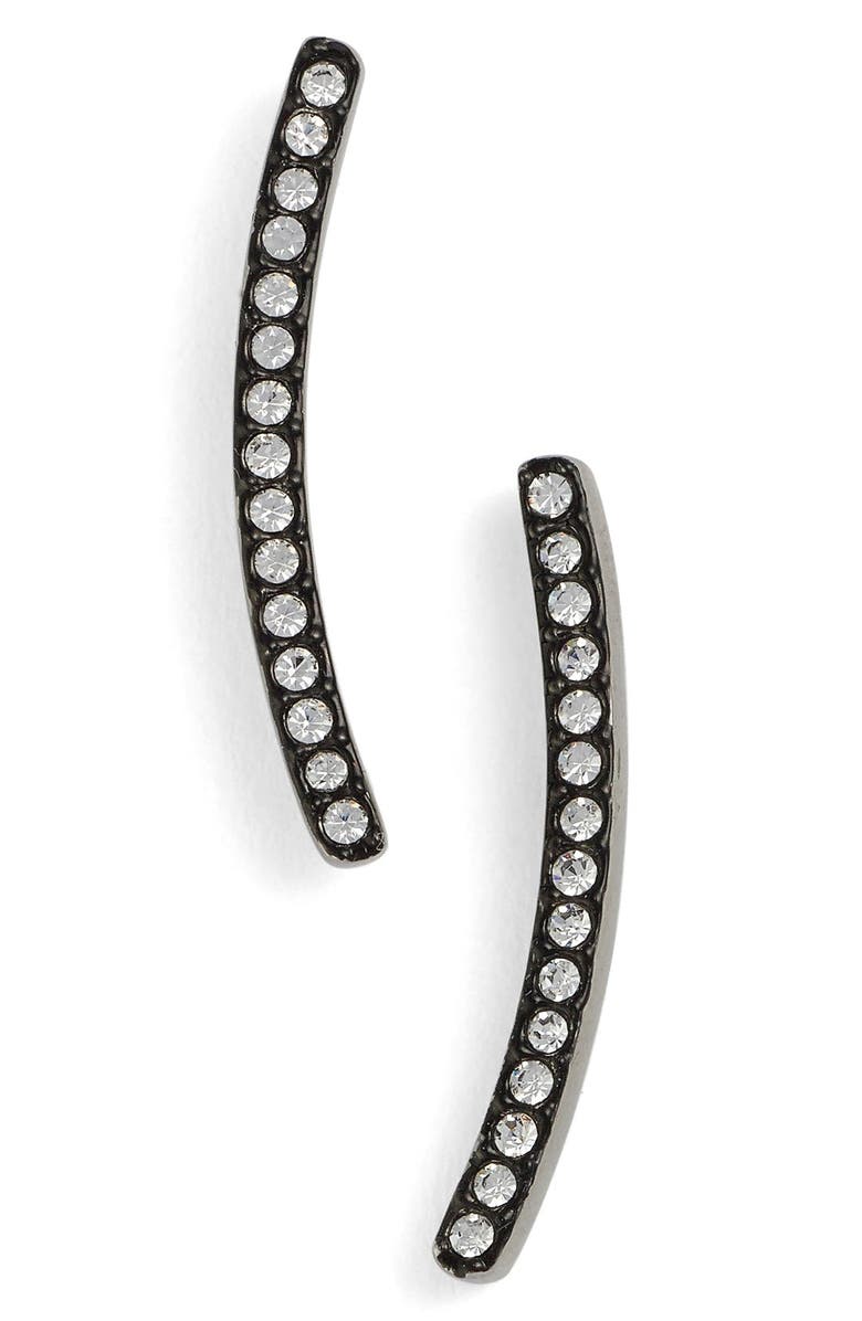 Nadri Pavé Curved Bar Stud Earrings, Main, color, 