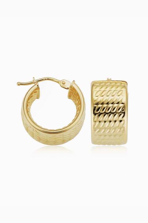 14K Yellow Gold Moto Bold Hoops