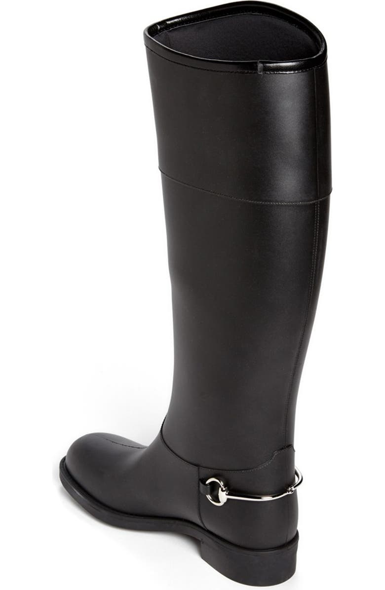 Gucci Rubber Waterproof Rain Boot, Alternate, color,