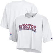 Champion Women's Champion White Los Angeles Dodgers Boyfriend Cropped Americana T-Shirt