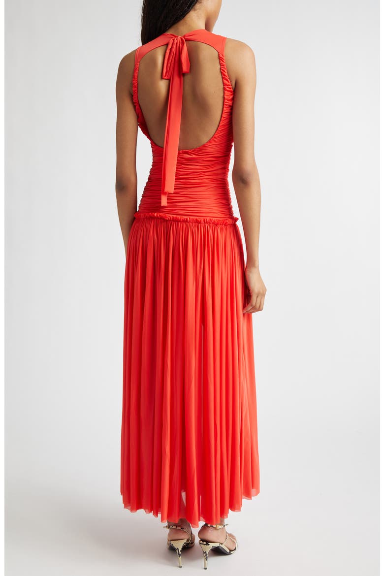 Alina Gathered Open Back Jersey Dress, Alternate, color, RED