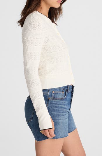 Pointelle Cotton Blend Cardigan