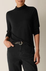 Eileen Fisher Funnel Neck Long Sleeve T-Shirt