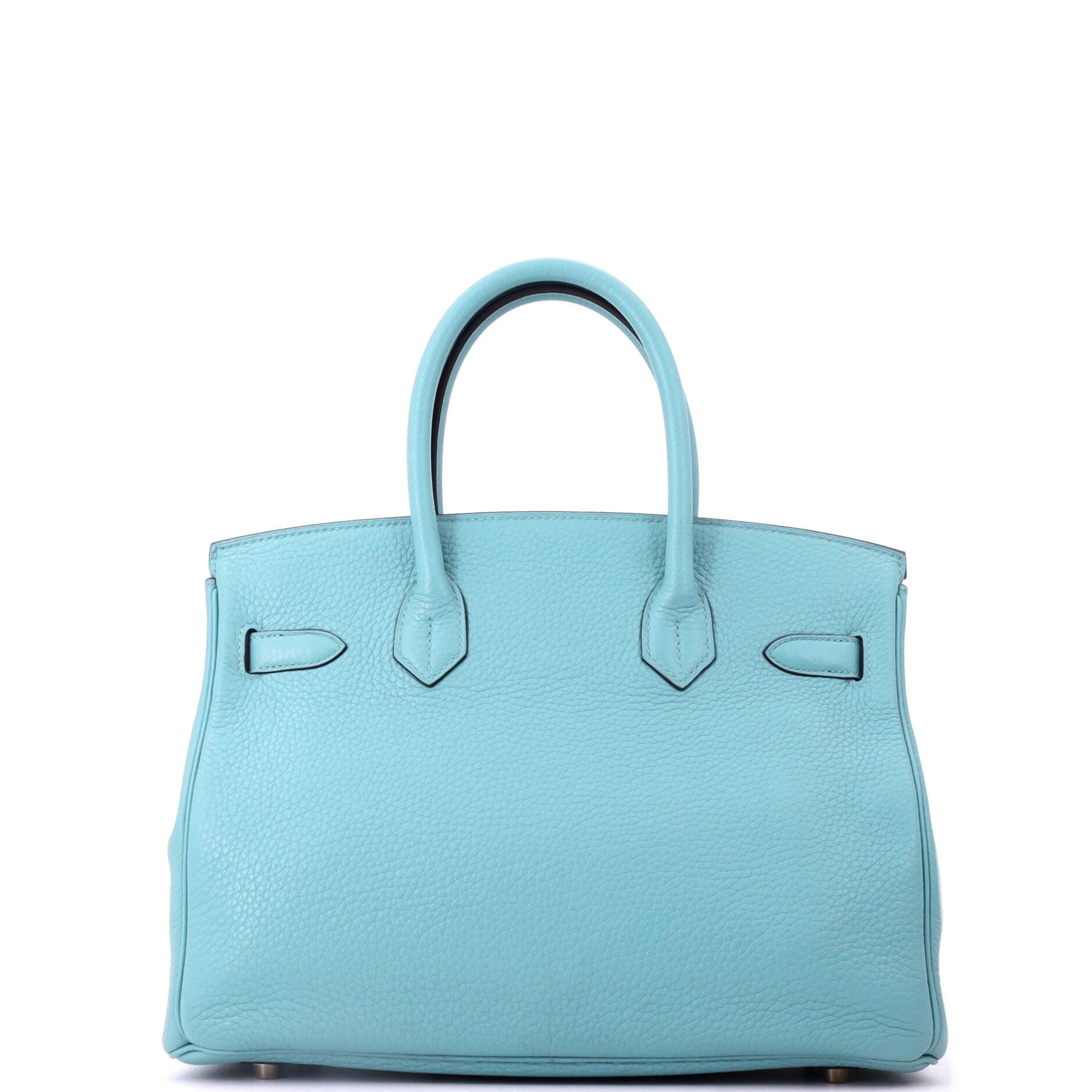 Pre-Owned Hermes Birkin Handbag Blue Clemence with Gold Hardware 30, Alternate, color, Bleu Atoll
