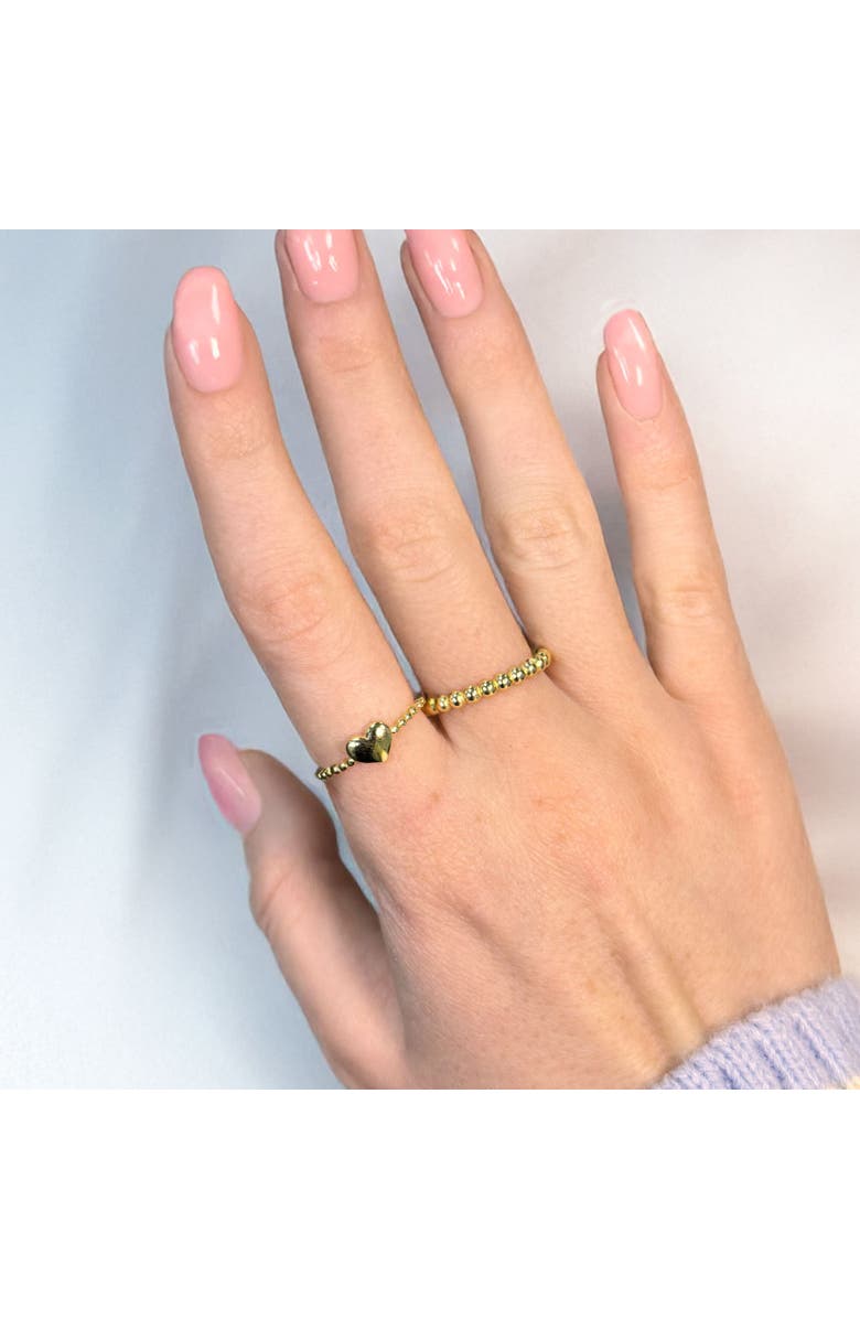 The Lovery Fine Jewelry Gold Beaded Heart Ring, Alternate, color, Yellow Gold